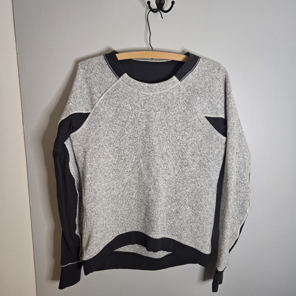 Lululemon Fleet Street Pullover Black And Grey Sweatshirt Medium Womens